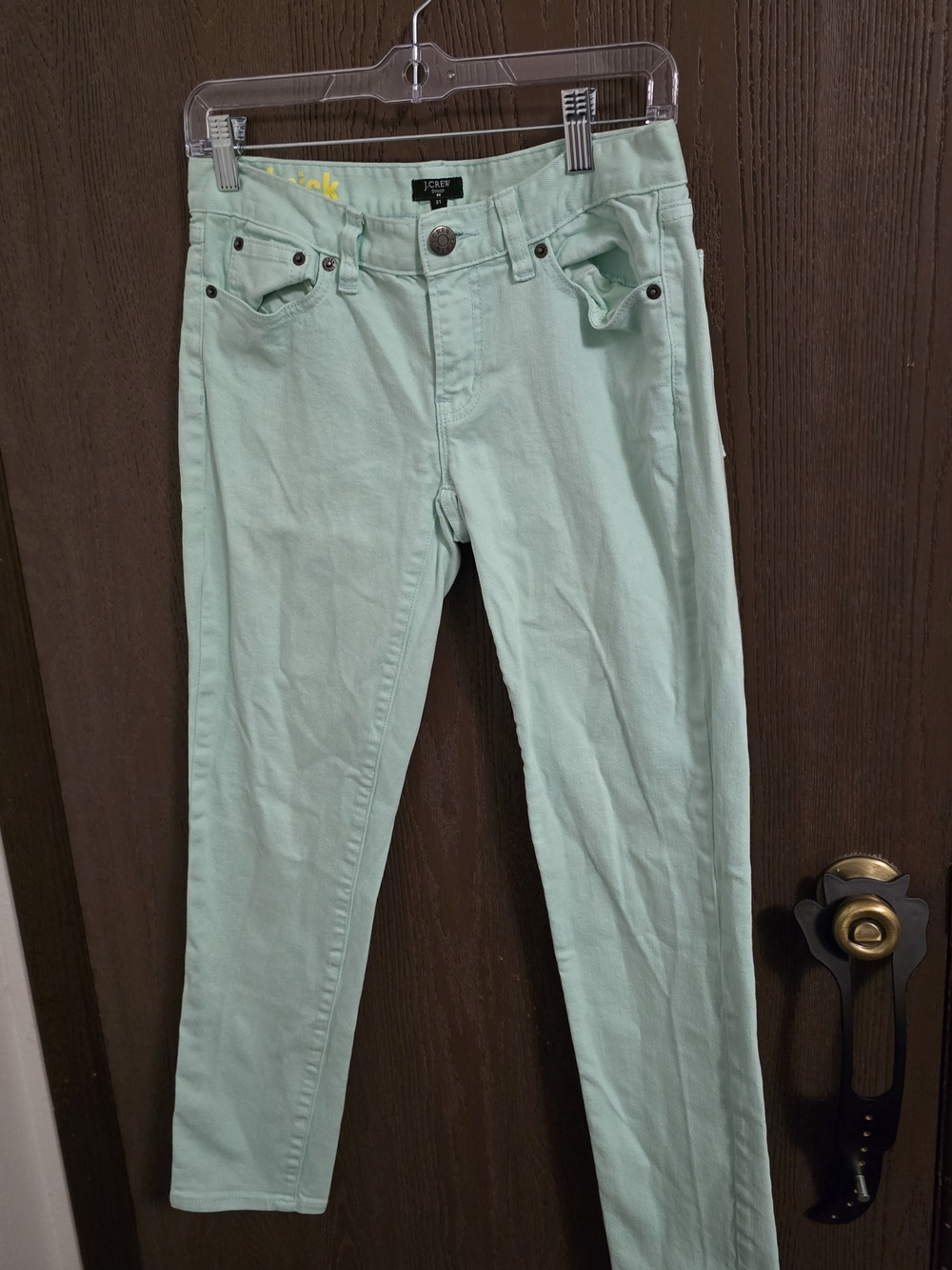 J.CREW Women's Toothpick Skinny Green Light Wash Stretch Denim 5-Pocket Jeans